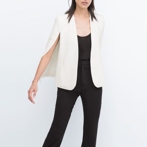 Actualizar 52+ images zara white blazer cape Viaterra.mx